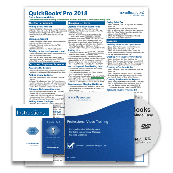 Learn QuickBooks Desktop Pro 2018 Deluxe Training Tutorial- Video Lessons, PDF Instruction Manual, Quick Reference Software Guide for Windows by TeachUcomp, Inc.