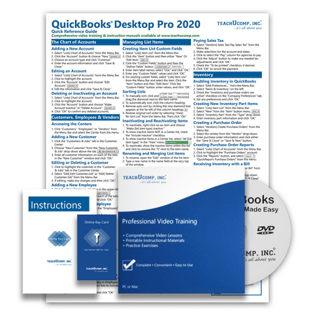 Learn QuickBooks Desktop Pro 2020 Deluxe Training Tutorial- Video Lessons, PDF Instruction Manual, Quick Reference Software Guide for Windows by TeachUcomp, Inc.
