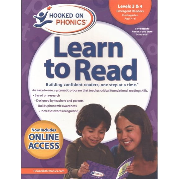 Pre-Owned Hooked on Phonics Learn to Read - Levels 3&4 Complete: Emergent Readers (Kindergarten | Ages 4-6) (2) (Learn to Read Complete Sets), 9781940384191, 1940384192, Paperback, Workbook edition