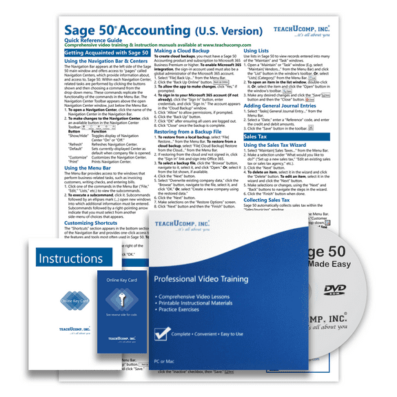 Learn Sage 50 2023 (U.S. Version) Deluxe Training Tutorial- Video Lessons, PDF Instruction Manual, Quick Reference Software Guide for Windows by TeachUcomp, Inc.