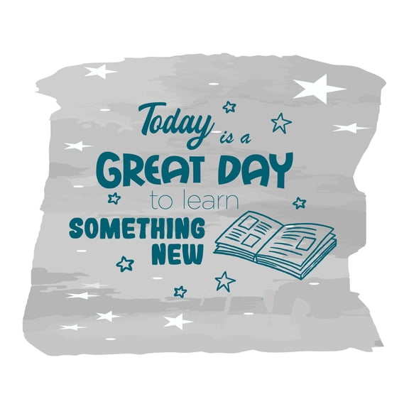 Learn Something New Today Is A Great Day Motivational Quote Vinyl Art Wall Art Sticker Designs Vinyl Stickers For Home House Walls Rooms Windows Bedroom Decoration Size (12x12 inch)
