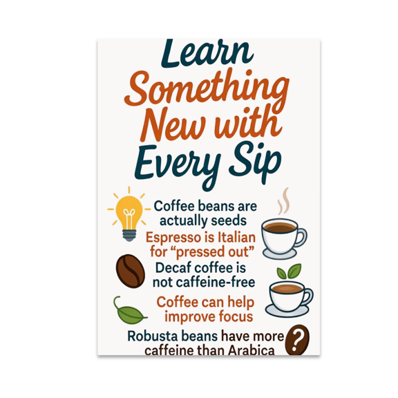 Learn Something New with Every Sip - Educational Wall Decor - 13x19 Poster Print