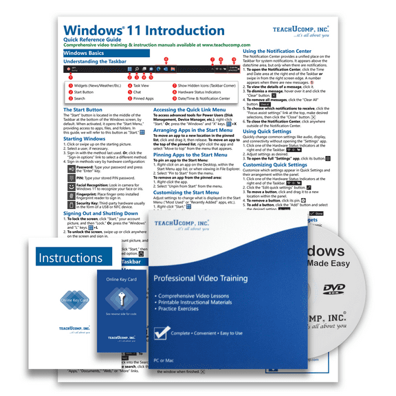 Learn Windows 11 Deluxe Training Tutorial- Video Lessons, PDF Instruction Manual, Quick Reference Software Guide for Windows by TeachUcomp, Inc.