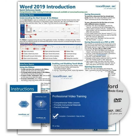 Learn Word 2019 & 365 Deluxe Training Tutorial- Video Lessons, PDF Instruction Manual, Quick Reference Software Guide for Windows by TeachUcomp, Inc.