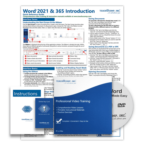 Learn Word for Microsoft 365 Deluxe Training Tutorial- Video Lessons, PDF Instruction Manual, Quick Reference Software Guide for Windows by TeachUcomp, Inc.