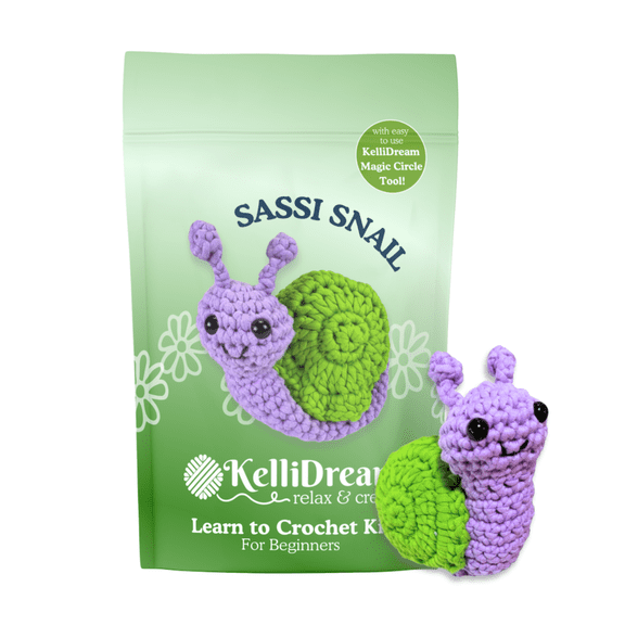 Learn to Crochet Kit for Beginner/Intermediates ~ Sassi Snail (Includes Purple Magic Circle Tool)