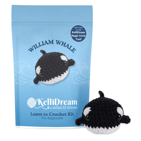 Learn to Crochet Kit for Beginners ~ William Whale (Includes Blue Magic Circle Tool)