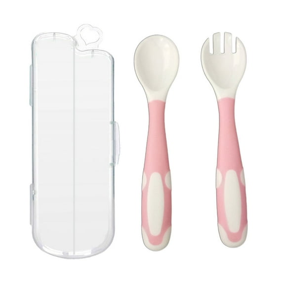 Learn to eat tableware-elbow soft spoon children's tableware twist spoon fork.