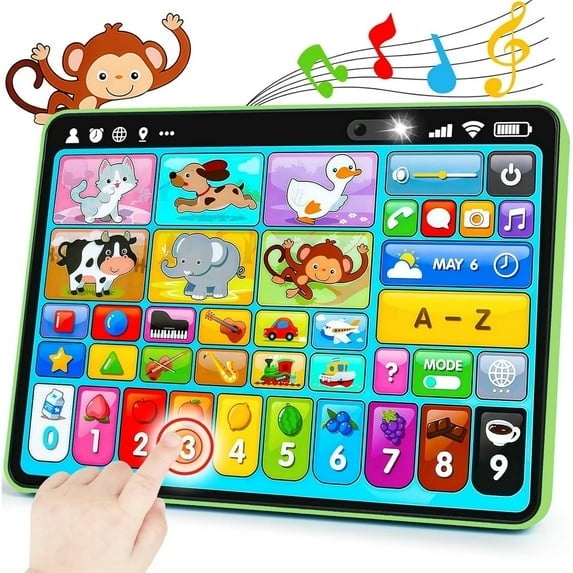Learning Tablet for Toddlers 1-3 Trilingual Learning Toys–New Version Educational Toy with Sounds&Speech Therapy–Early Development Gifts for 1 Year Old Boys Girls,Ages 12-18 Months to 2-3 Years Gift