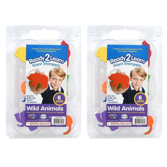 READY 2 LEARN Giant Stampers - Wild Animals - 6 Per Set - 2 Sets