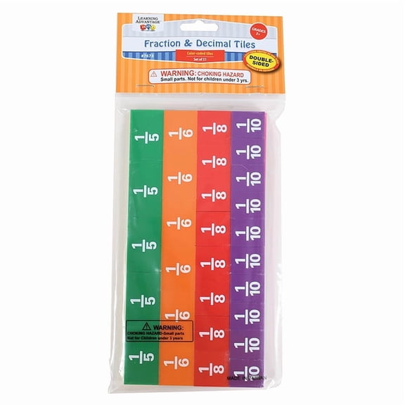 Learning Advantage Fraction/Decimal Tiles - Set of 51 - Double-Sided Rainbow Tiles