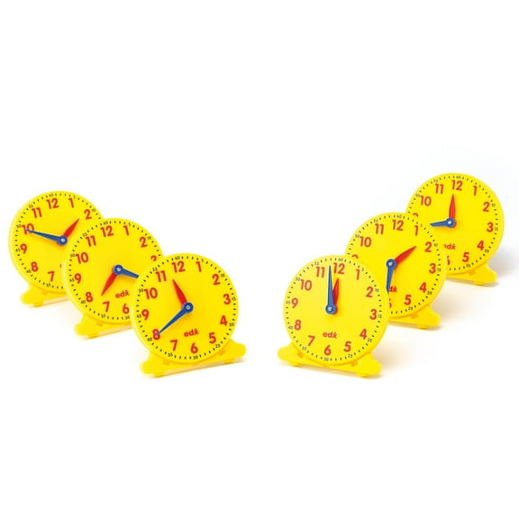 Learning Advantage Geared 12-Hour Time Clock - Student Size - Set of 6