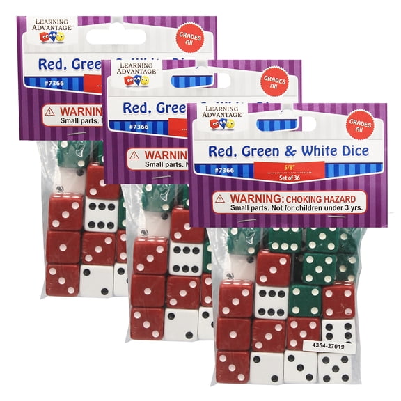 Learning Advantage Red, Green & White Dot Dice, 108 Pieces