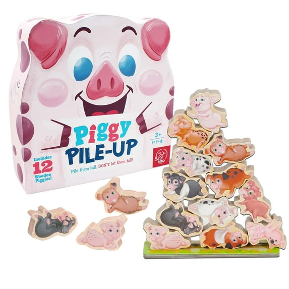 Roo Games Piggy Pile-Up Fast-Paced Stacking and Balancing Game - Ages 3+
