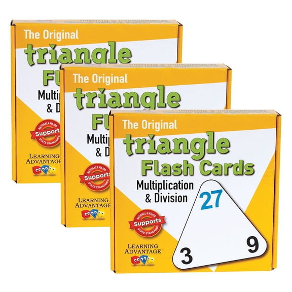 Learning Advantage The Original Triangle Flash Cards - Multiplication & Division - 20 Per Set - 3 Sets