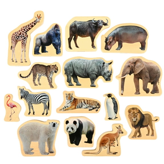 TickiT Wooden Wild Animal Blocks - Set of 15