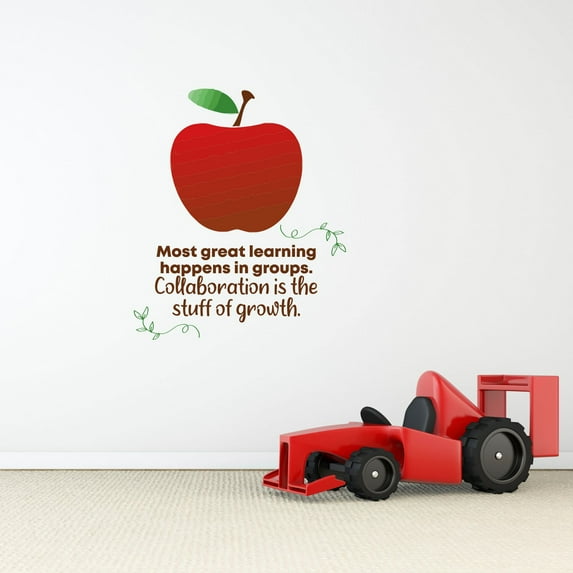 Learning Apple School Class Quote Cartoon Quotes Decors Wall Sticker Art Design Decal for Girls Boys Kids Room Bedroom Nursery Kindergarten Home Decor Stickers Wall Art Vinyl Decoration (30x27 inch)