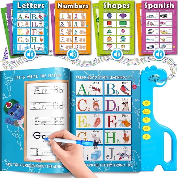 LAPTOM MAX Interactive Electronic Learning Book for Toddlers, Sound Book with ABC Words, Gifts for Ages 3–6, Blue