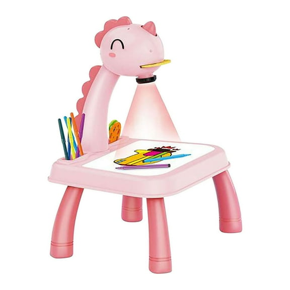 Learning Child Smart Projector Painting Machine Desk Music Toy with Light Education 5ML, 24 cmx32 cnx37 cm, Pink