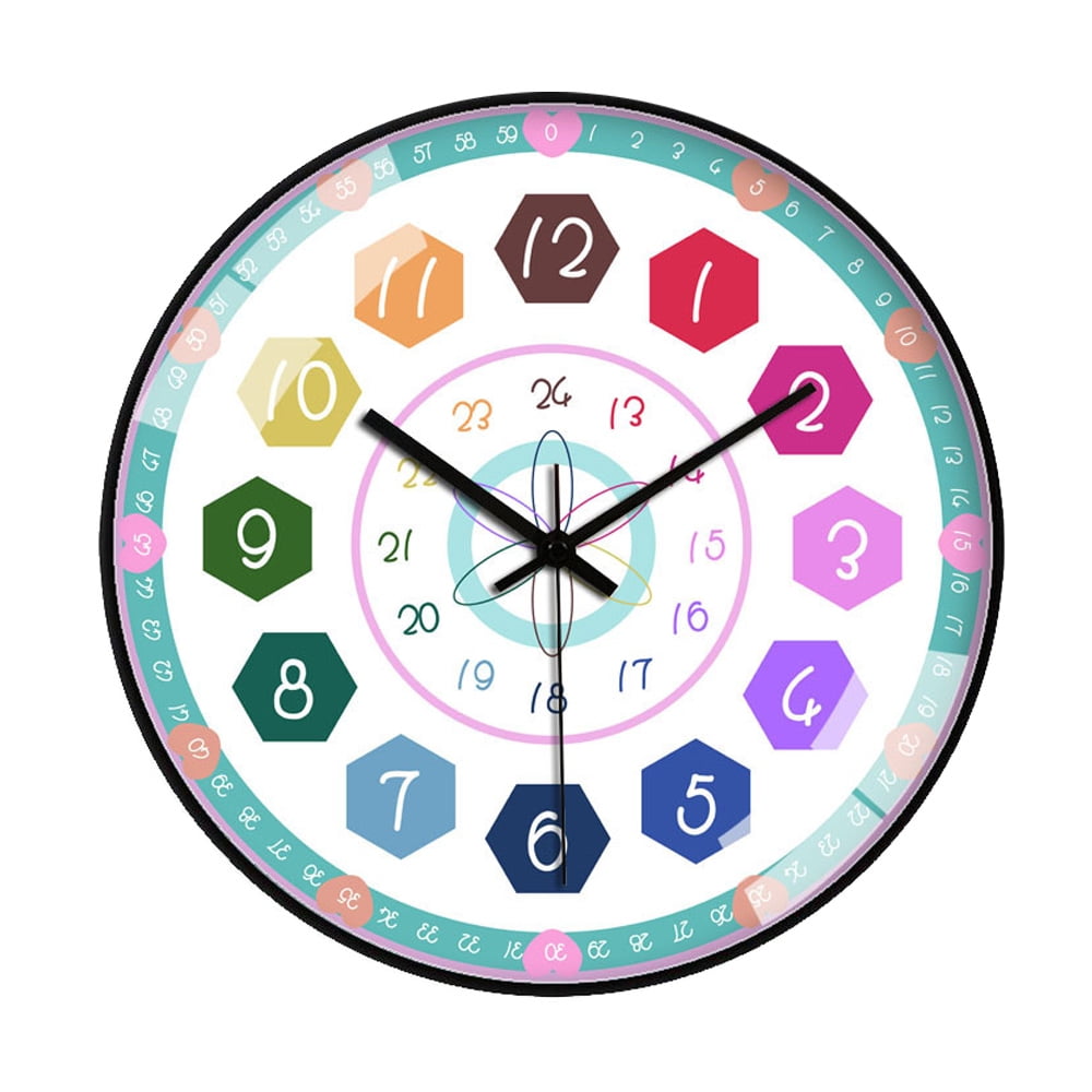 Learning Clock for Kids ， Educational Wall Clock Silent Movement and