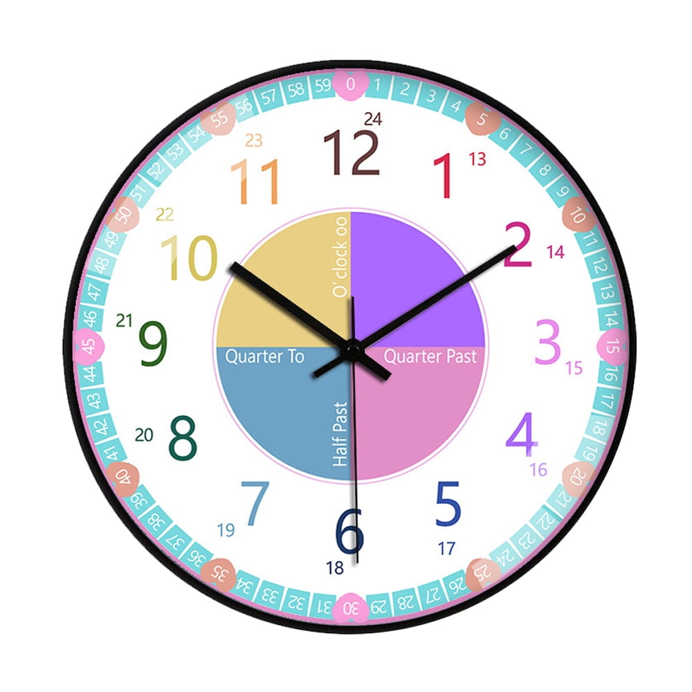Learning Clock for Kids ， Educational Wall Clock Silent Movement and