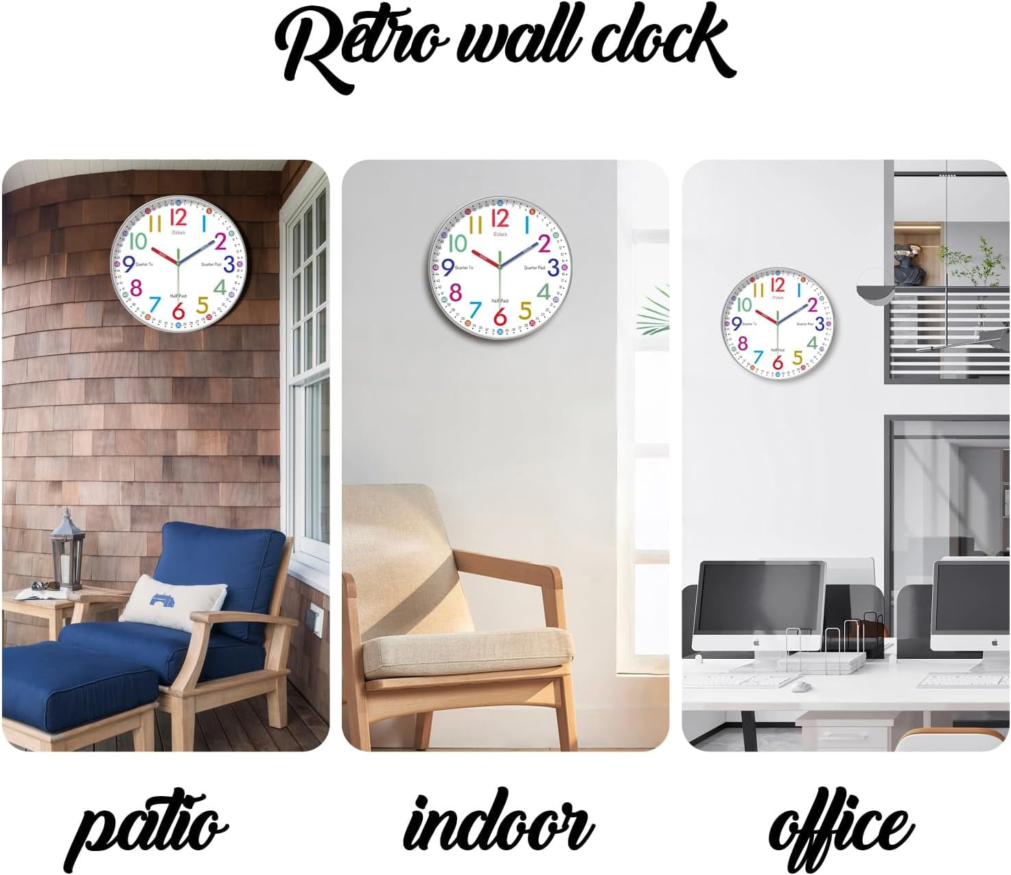 Learning Clock for Kids, Telling Time Teaching Clock, Silent Analog ...