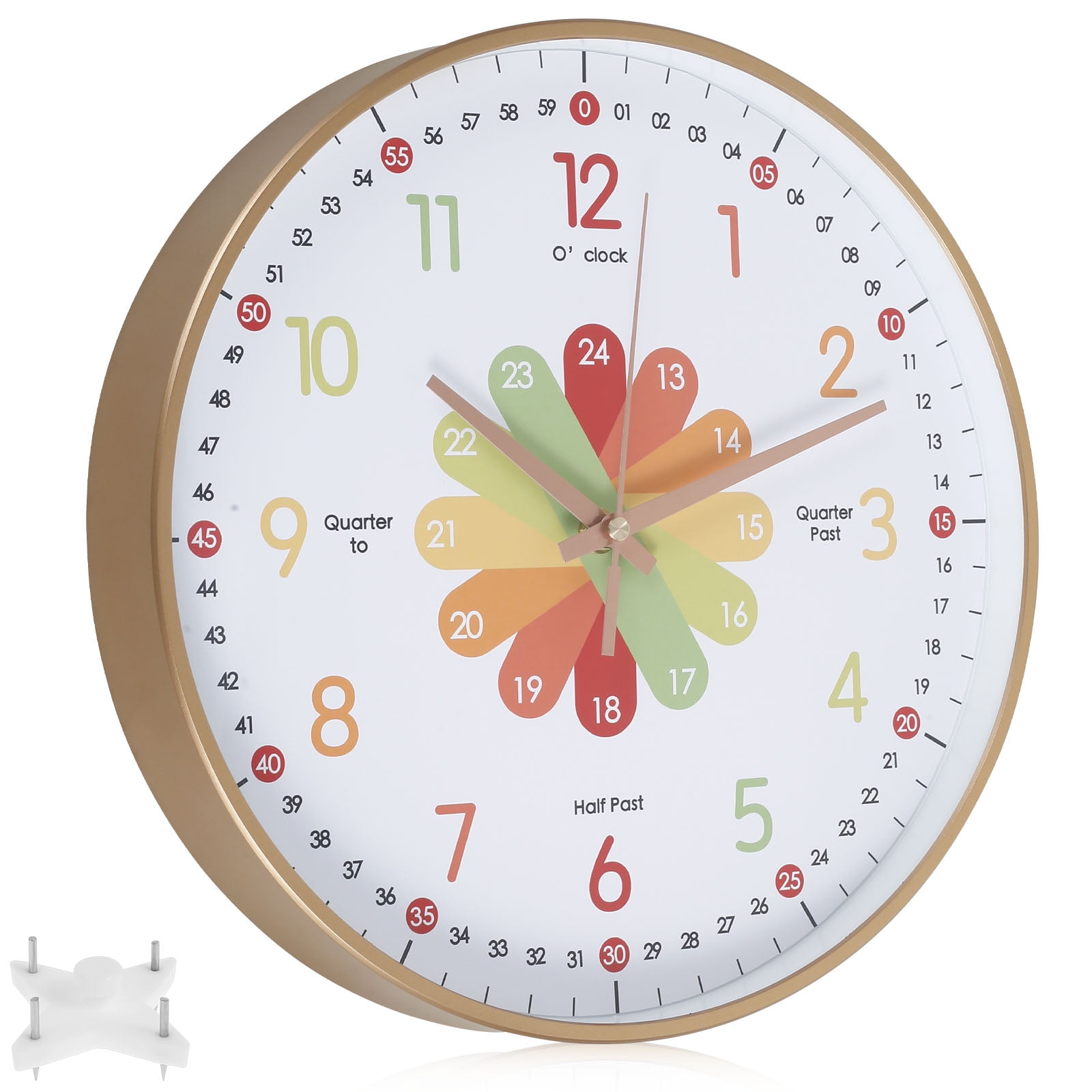Learning Clock for Kid Silent Telling the Time Teaching Clock Non ...