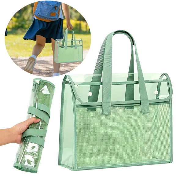 Learning Document Organizer, Clear Storage Bag, Plastic Organizer Tote, Portable File Bag, Transparent Folder for Documents, Expanding Envelope Bag, Clear Document Carrier