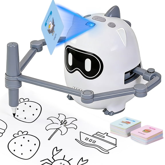 SaveJoy Learning Toddlers Toys, Drawing Robot for Kids with 100 Cards, Montessori Painting Smart Robots for Boys Girls Age 2-3-4