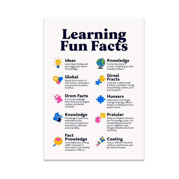 Learning Fun Facts Infographic Style - Educational Decor - 13x19 Poster Print