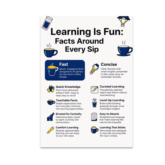 Learning Is Fun: Facts Around Every Sip - Education Enthusiast - 13x19 Poster Print