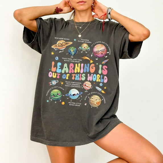 Learning Is Out Of This World Tshirt, Personalized School Tshirt, Teacher Name Gift, Teacher Appreciation Tee, Gift For Teacher 2025
