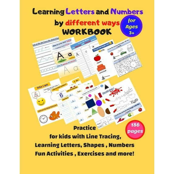 Learning Letters and Numbers by different ways Workbook: Practice kids&pre k with Line Tracing, Following Directions, Le, (Paperback)