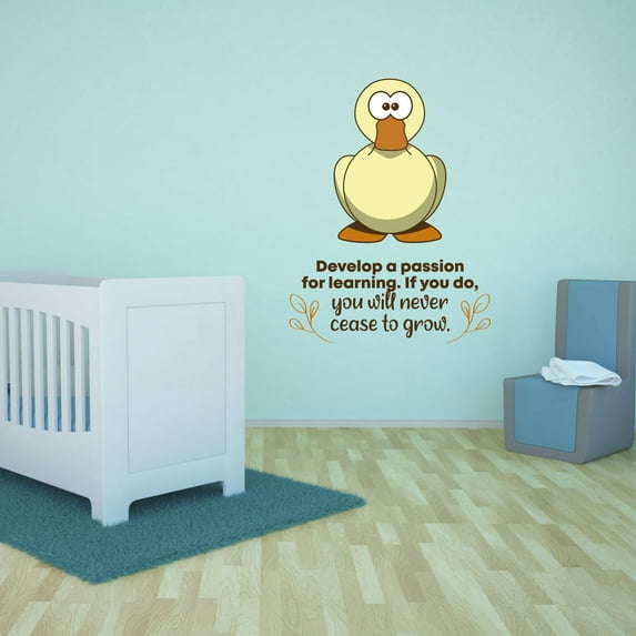 Learning Passion Duck Life Quote Cartoon Quotes Decors Wall Sticker Art Design Decal for Girls Boys Kids Room Bedroom Nursery Kindergarten Home Decor Stickers Wall Art Vinyl Decoration (30x15 inch)