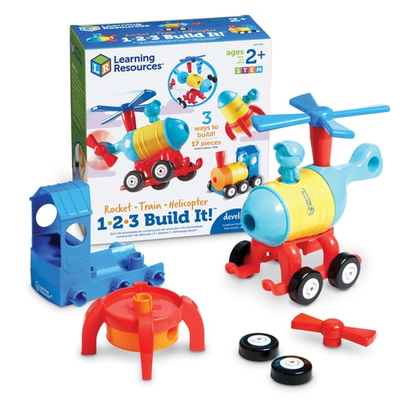 Learning Resources 1-2-3 Build It! Rocket-Train-Helicopter, Engineering Toys, Ages 2+