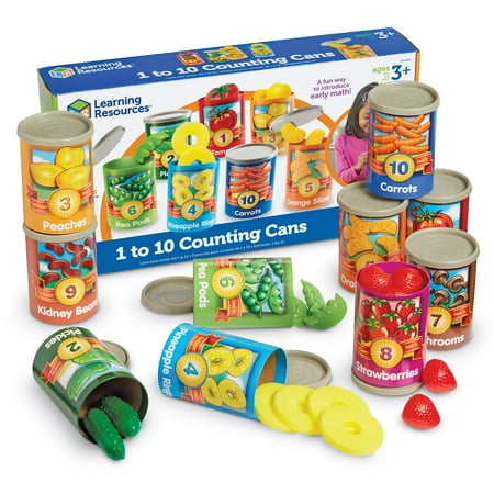 Learning Resources 1 to 10 Counting Cans, With Covers and Play Food, 75 Pieces