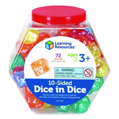 Learning Resources 10-Sided Dice in Dice, Math Manipulatives, Educational Toys, Classroom Supplies, Set of 72, Ages 6, 7, 8+