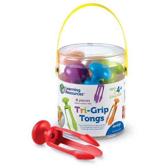 Learning Resources 3 Prong Tong, Pencil Grip Tongs, Sensory Bin, Fine Motor Toy, Set of 6, Ages 4+