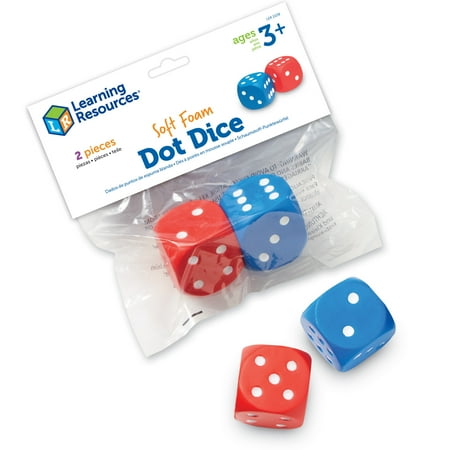 Learning Resources 6-Sided Foam Early Math Skills Dice,Blue/ Red, 2 Count