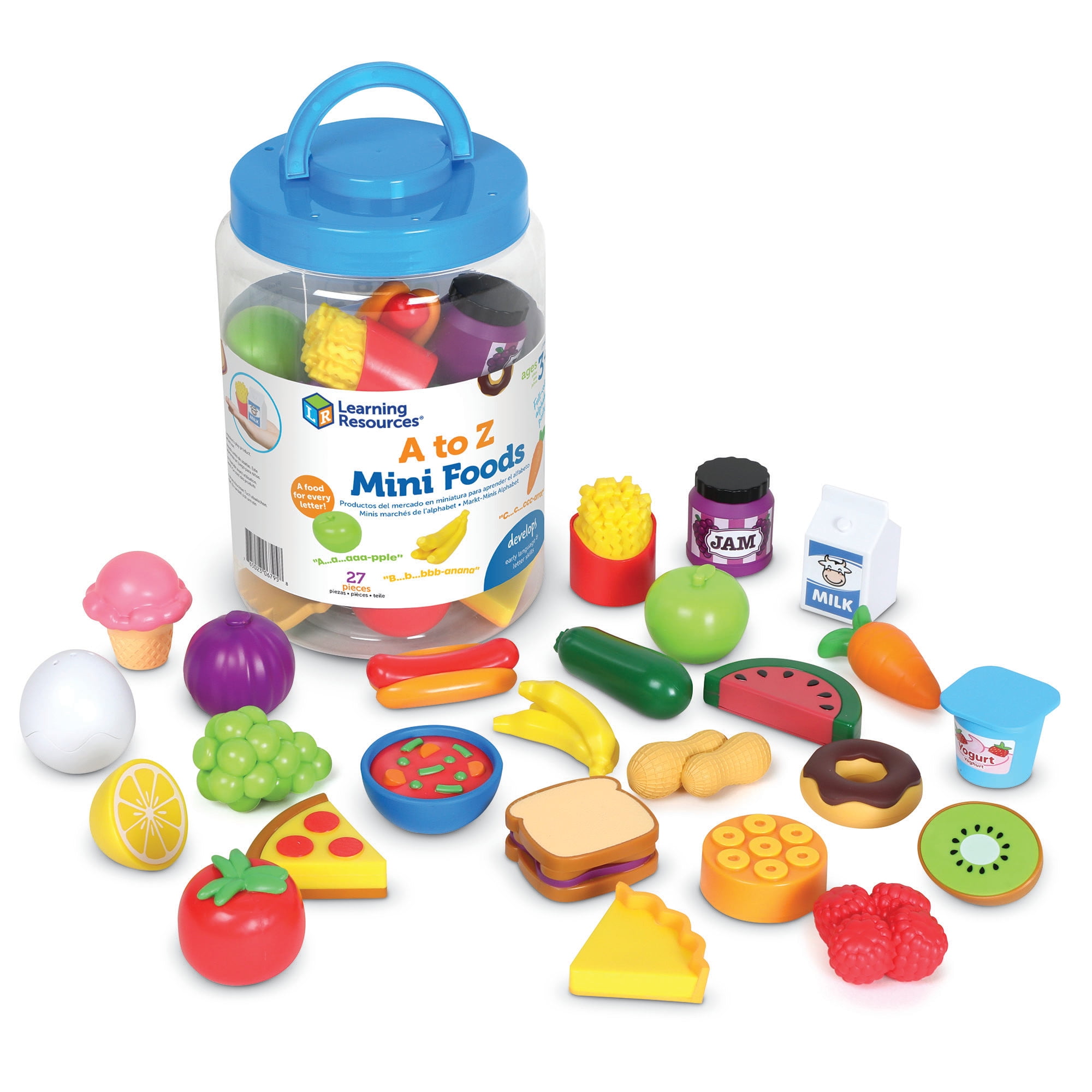 Learning Resources A to Z Mini Foods, Alphabet Play Kitchen Toys