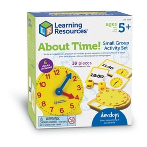Learning Resources About Time! Group Activity Set, Classroom Set, 6 Write & Wipe Clocks, Ages 5+