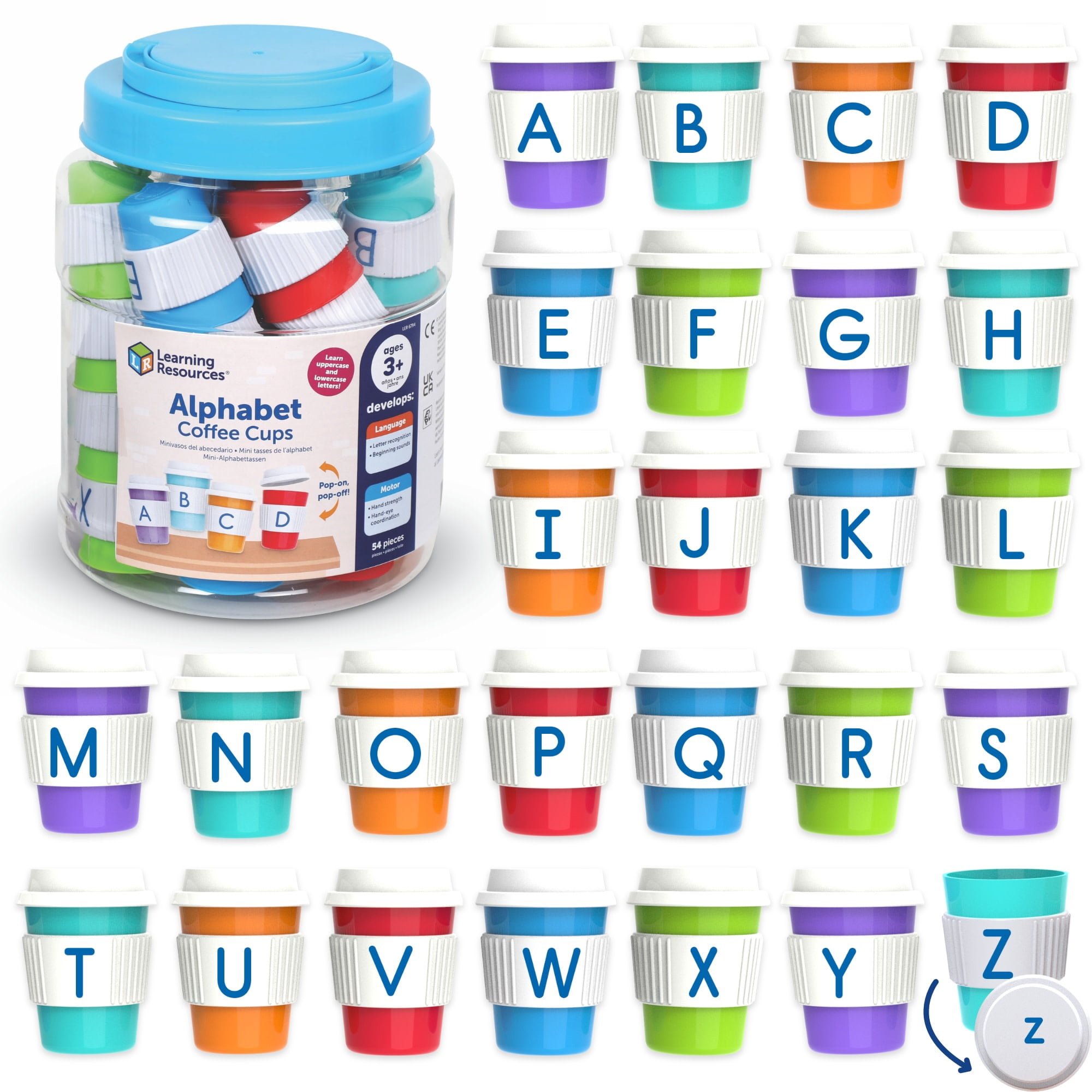 Learning Resources Alphabet Coffee Cups - ABC Toys, Phonics Practice,, Ages 3+