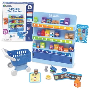 Learning Resources Alphabet Mini Market - Miniature Play Food Grocery Store, Ages 3+