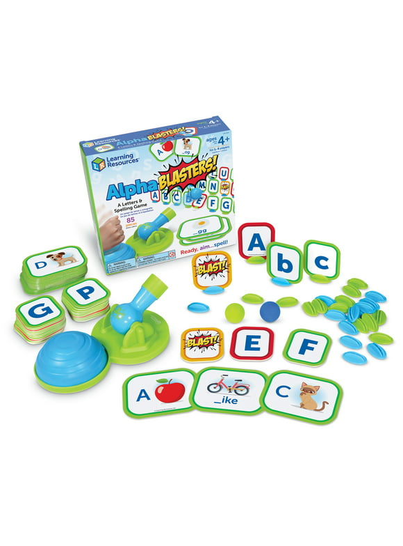 Learning Resources Alphablasters! Letter and Spelling Game - 85 Pieces, Boys and Girls Ages 4+ Toddler Preschool Learning Games, Educational Indoor Games