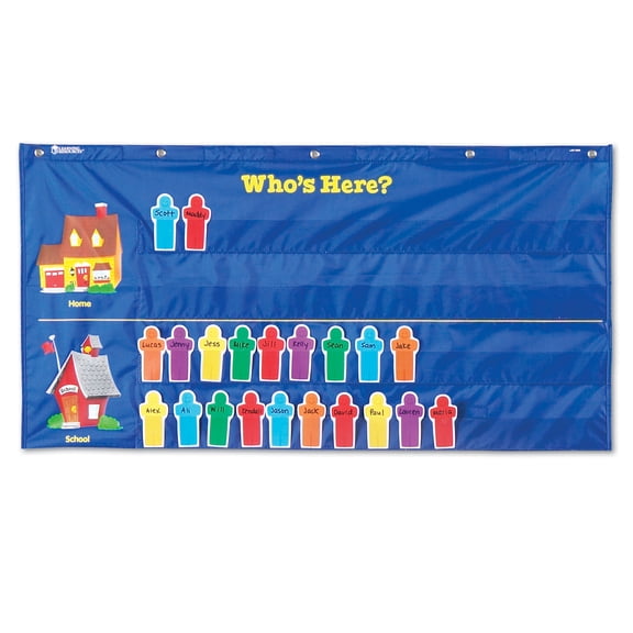 Learning Resources Attendance Pocket Chart, Set of 30 cards, Ages 5+