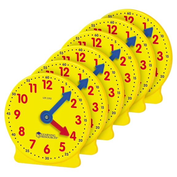 Learning Resources Big Time Student Learning Mini Clocks, 4 Inches, Set of 6