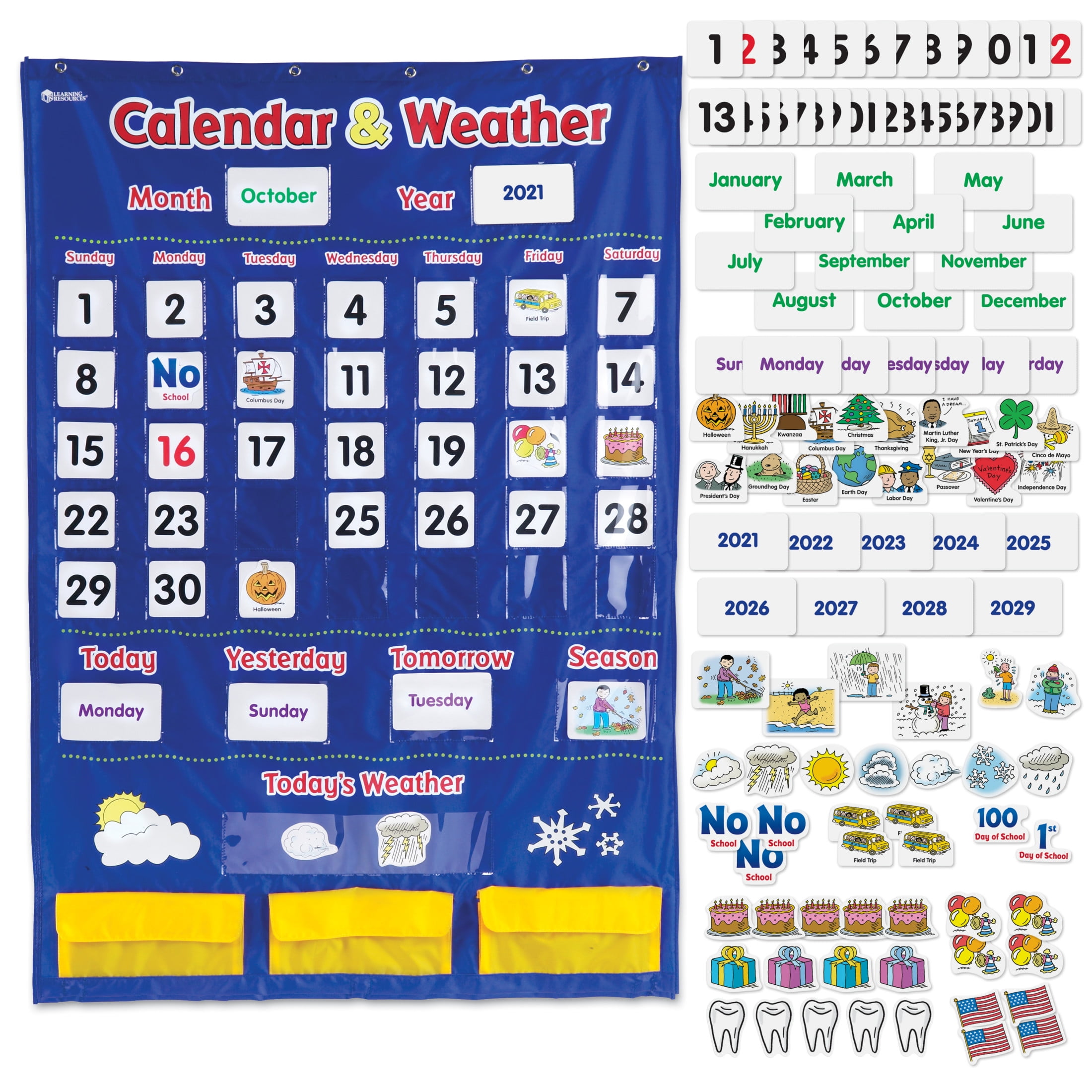 Learning Resources Calendar & Weather Pocket Chart Classroom Must Haves Teacher Ages 3 and Up