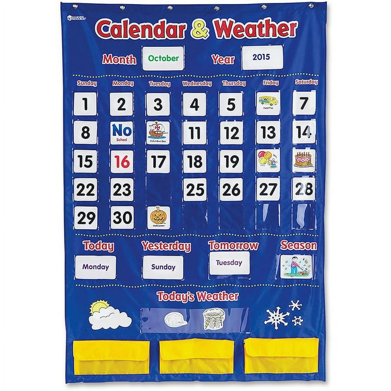 Learning Resources Calendar/Weather Pocket Chart - Theme/Subject: Learning  - Skill Learning: Weather, Holiday, Day, Month, Celebration, Season, Week,  | Bundle of 2 Each - Walmart.com