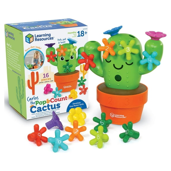 Learning Resources Carlos the Pop & Count Cactus - 16 Pieces, Educational Toys for Boys and Girls Ages 18+ Months, Toddler Toys
