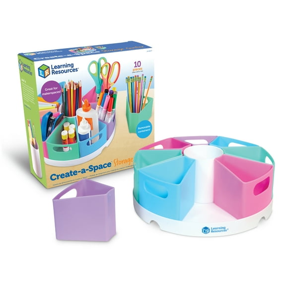 Learning Resources Create-a-Space Storage Center - Pink, 10 Piece Set Perfect for Home and Classroom Organization